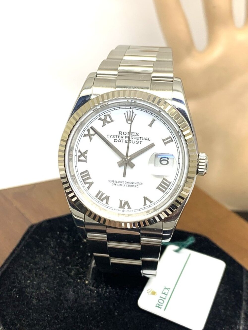 Rolex Datejust 126234 Watch Swiss Automatic White Roman Dial Steel 36mm + Card